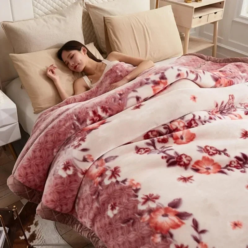Double-layer Thick Plush Blanket Warm Skin Friendly in Winter Quilt Multiple Non Shedding Prints High Quality Bedding Article