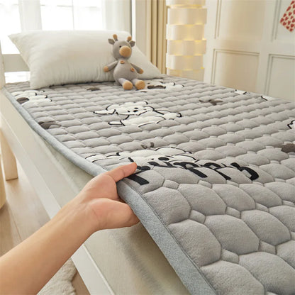 Winter Dormitory Soft Mattress Toppers Thick Warm Coral Velvet Bed Sheet Non-slip Mattress Cover Thin Bed Pad Tatami Floor Mat