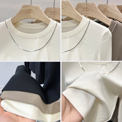 Women Trendy Chain Link Autumn Fashion Slim Fit Cropped T-shirts 2025 Long Sleeve T-shirt Solid Simple Base Layer Crop Tops.