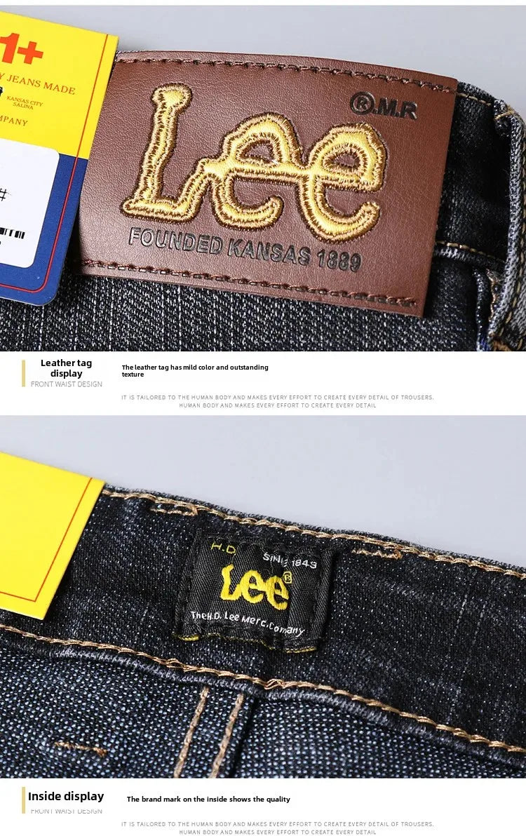Lee Dex Jeans Herren Herbst/Winter Dicke, gerade Beine, lockere Passform, lässige Business-Hose, schlankmachend, glättet Ihre Silhouette-Hose