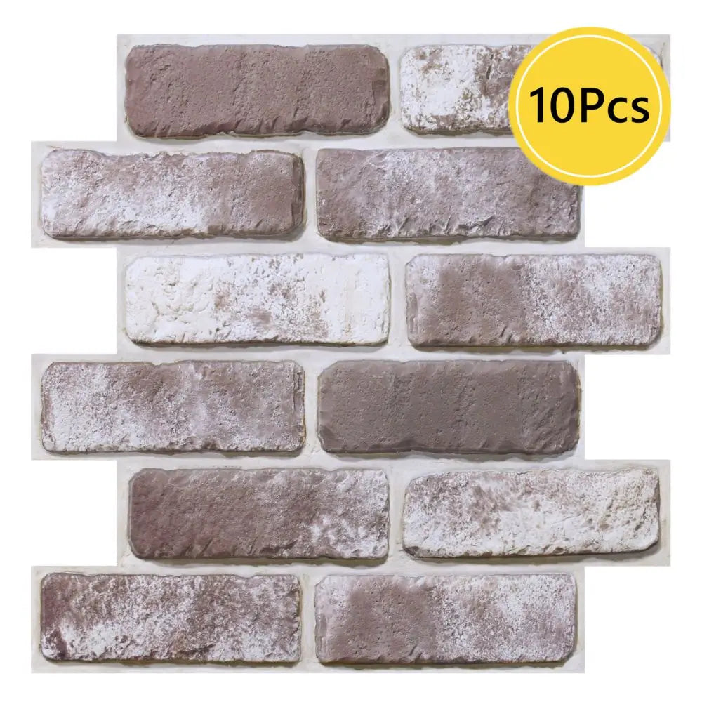 10 Pcs 3D Wall Panels Peel and Stick, 3D Brick Wall Stickers, Adhesive Tile Backsplash Kitchen, Bathroom Decoration