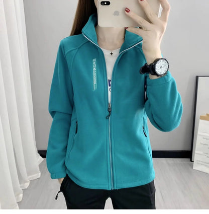 Plus Größe Herbst Winter Polar Fleece Warme Mantel Frauen Sweatshirt Outdoor Sport Casual Zipper Strickjacke Jacke Top Schlank Jugendliche