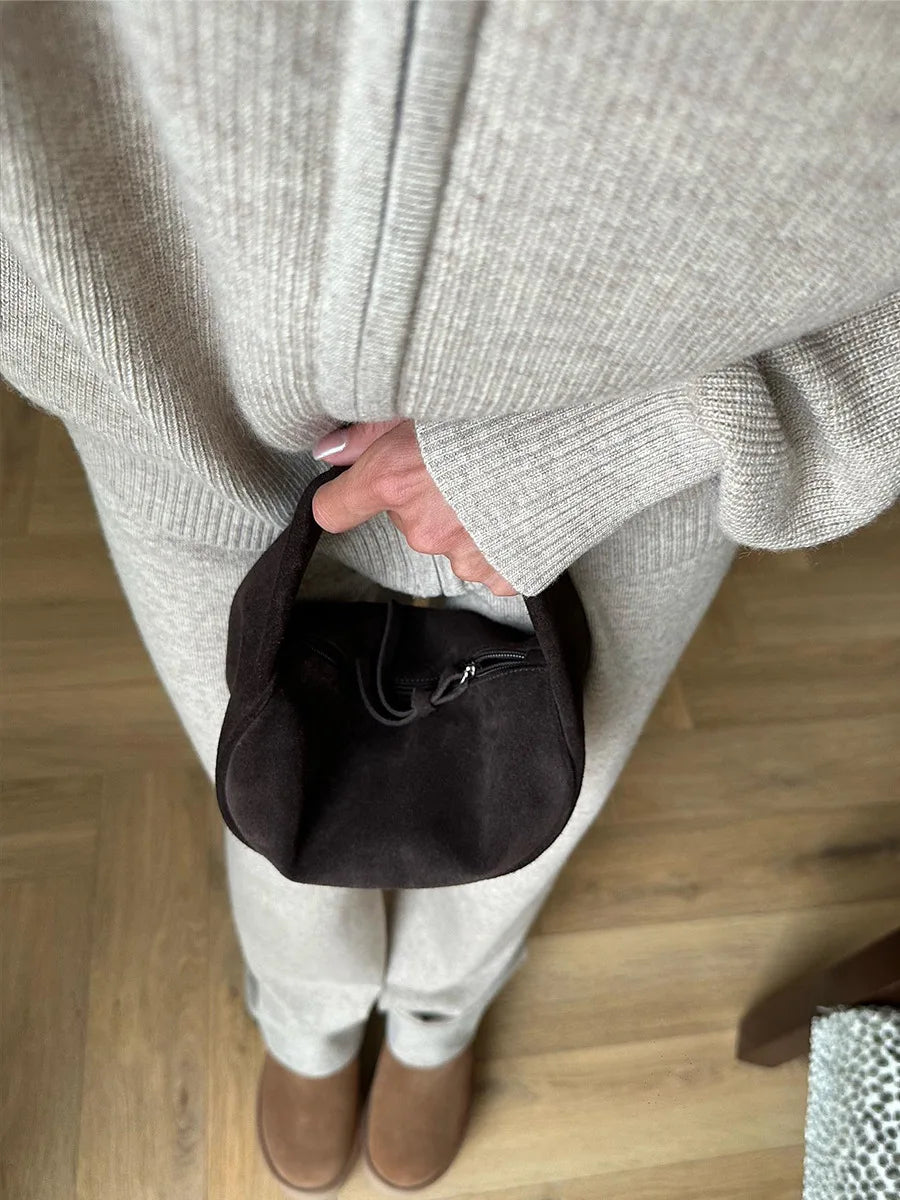 Tornova Zipper Strickjacke Pullover Anzug Weibliche Gestrickte Langarm Casual Mantel Breitbeinig Hosen Pullover frauen Zwei Stück Set