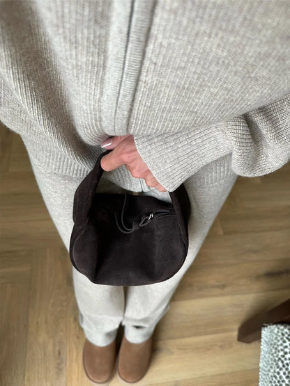 Tornova Zipper Strickjacke Pullover Anzug Weibliche Gestrickte Langarm Casual Mantel Breitbeinig Hosen Pullover frauen Zwei Stück Set