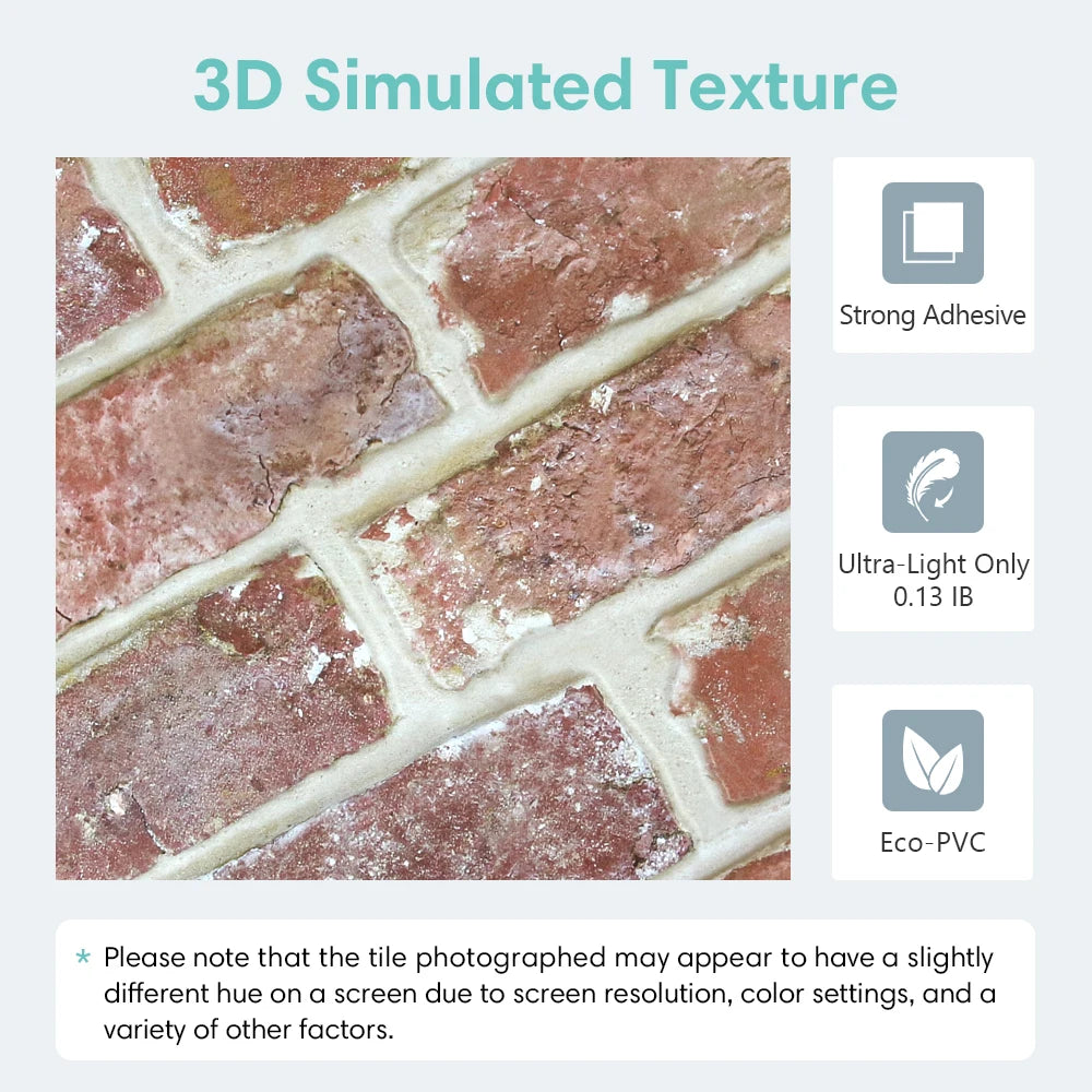 10 Pcs 3D Wall Panels Peel and Stick, 3D Brick Wall Stickers, Adhesive Tile Backsplash Kitchen, Bathroom Decoration