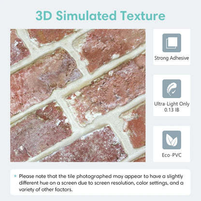 10 Pcs 3D Wall Panels Peel and Stick, 3D Brick Wall Stickers, Adhesive Tile Backsplash Kitchen, Bathroom Decoration