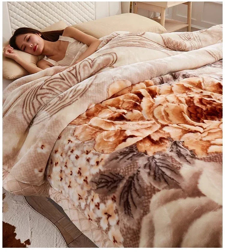 Flannel Blanket Double-deck Washable Quilt Siesta Keep Warm Double Person Thick Winter Soft Comfortable Plush Bed Sheet