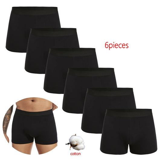 6 teile/paket Schwarz Boxer Shorts Männer Unterwäsche Weiche Atmungsaktive Männliche Unterhose für Männer Homme Boxershorts Slips 2024 Höschen