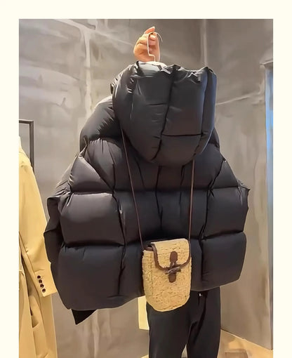 90 % weiße Entendaunen-Damen-Daunenjacken, 2025, neue weibliche Stehkragen-Pufferjacke, lässige lose Parkas mit Kapuze.