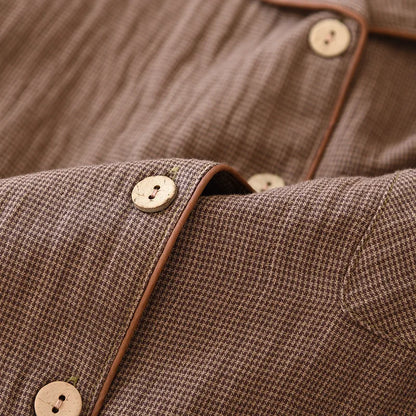 2025 New Spring Couple's Pajama Set 100% Cotton Long Sleeve Long Pants Two Piece Set for Men and Women's Home Furnishings.