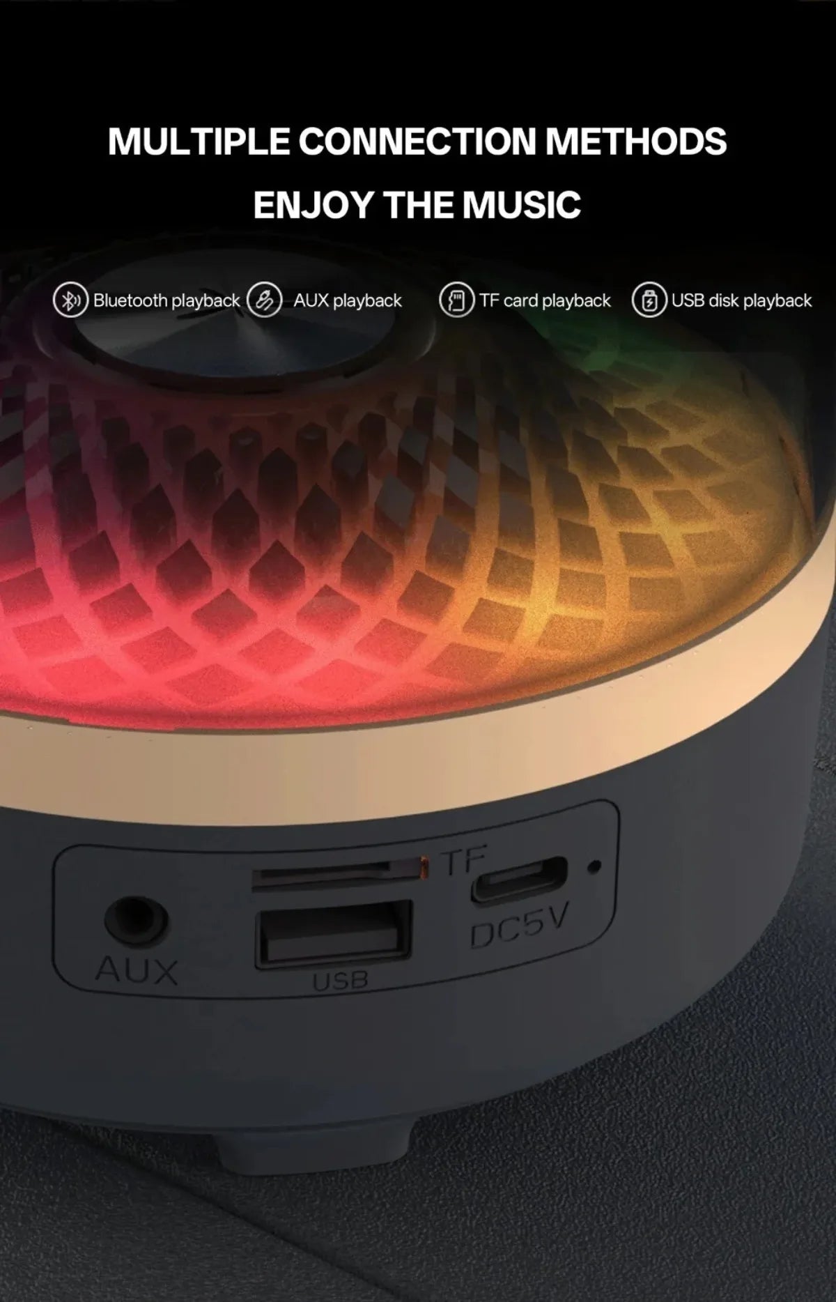 Portable Bluetooth 5.3 Breathing Lamp Speakers 3D Hi-Fi  Audio Subwoofer Outdoor Loudspeaker Music Surround Bass Box Speaker.