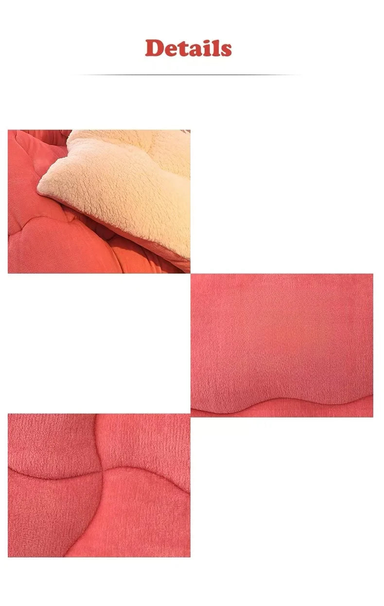 Solidcolor double-sided Duvet Lamb Wool flannel quilt warm comfort mattress in winter bedroom dormitory Thicken Weight Blanket.
