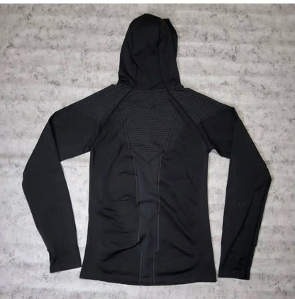 Men's Quick Dry Breathable Slim Fit Elastic Hooded Zipper Long Sleeve Fitness T-Shirt for Gym Sports Casual