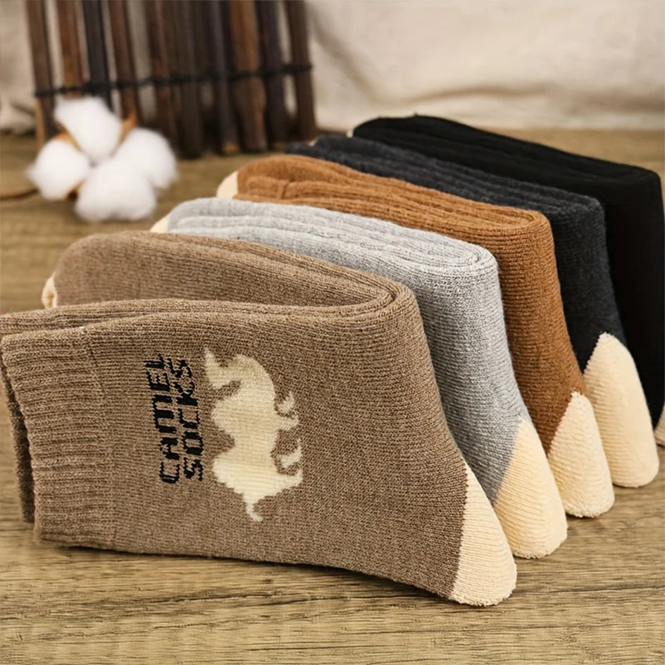 5 Pairs Men Thicken Warm Socks High Quality Casual Comfortable Soft Against Cold Snow Winter Middle Tube Women Male's Sock.