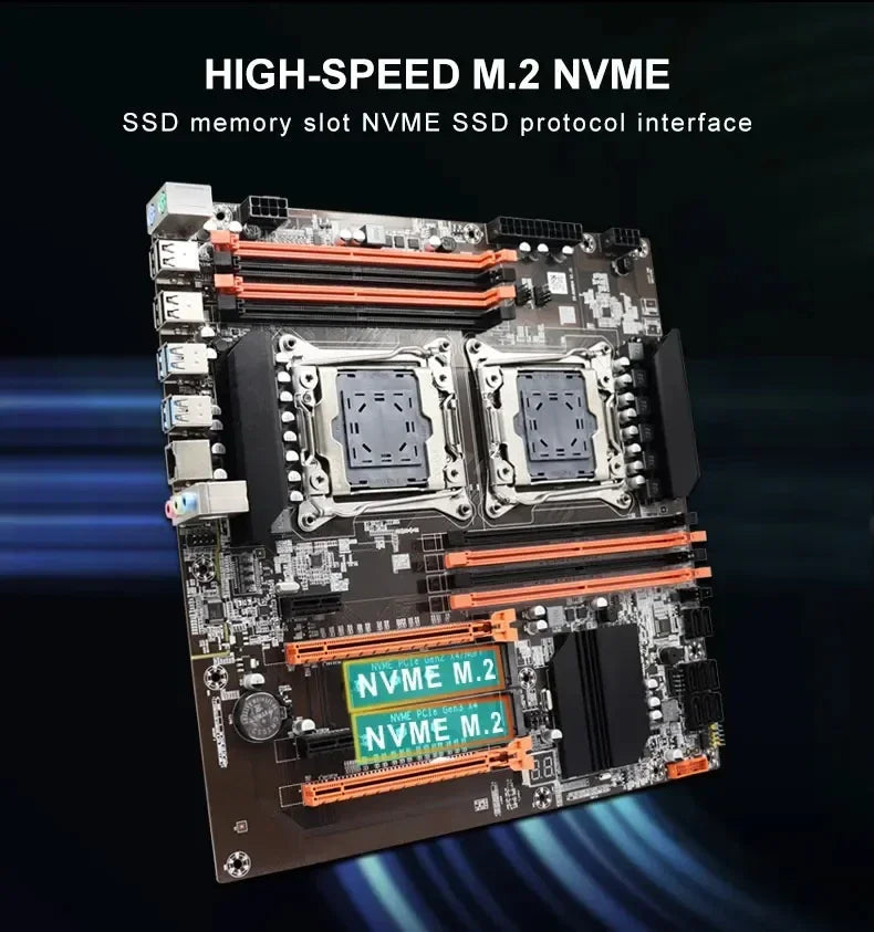 SOYO NEW X99 Dual CPU Motherboard Kit lntel Xeon E5 2680 V4&DDR4 64GB (4*16GB) LGA2011-3 M.2 NVME for Desktop Gaming Computer.