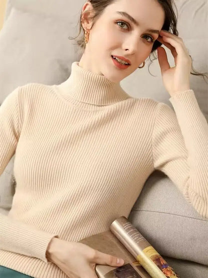 2025, Basis Pullover Herbst Winter Dicken Rollkragenpullover Beiläufige Dünne Gestrickte Pullover Koreanischen Stil Einfache Basis Schicht Warme Tops