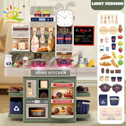 Baby's Housework Kitchen Playset Cooking Tableware Food Lihgting Sound Playing Pretend Educational Toy For Children Toddler Gift.