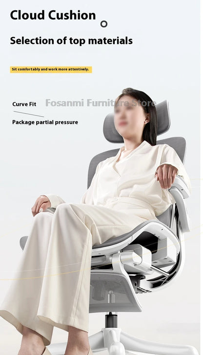 Verstellbarer, ergonomischer Liegestuhl für das Heimbüro mit Fußstütze, atmungsaktive Mesh-Computer-Gaming-Drehstühle mit Lordosenstütze