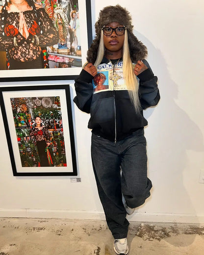 New Gothic Harajuku women sportswear trend printed hoodie y2k top new street clothing men and women zippered hooded.