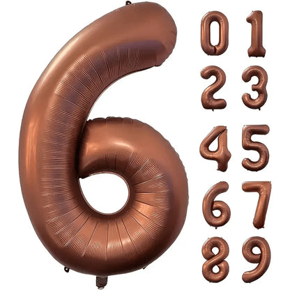 40inch Foil Brown Number Balloon Number Balloon 0-9 Birthday Wedding Party Decoration Supplies Happy Holidays Baby Shower Gifts
