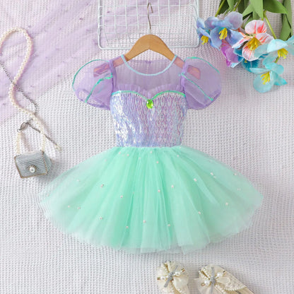 Mädchen Prinzessin Kleider Meerjungfrau Motto Party Sling Mesh Rock Pailletten Leistung Kostüm Geburtstag Kinder Kleidung Perle Säuglings Kleid