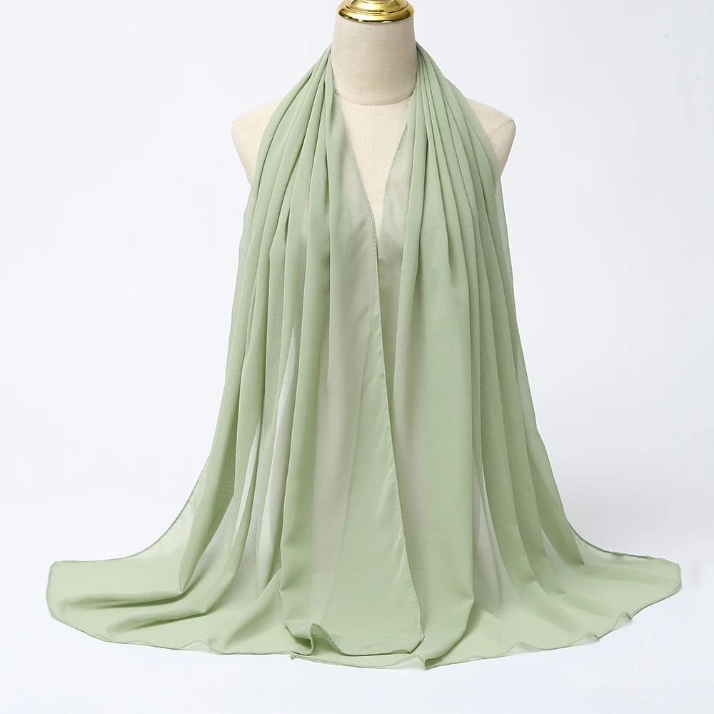 Muslim Chiffon Hijab Scarf Women Long Solid Color Head Wrap For Women Hijabs Scarves Ladies Muslim Veil Jersey Hijabs