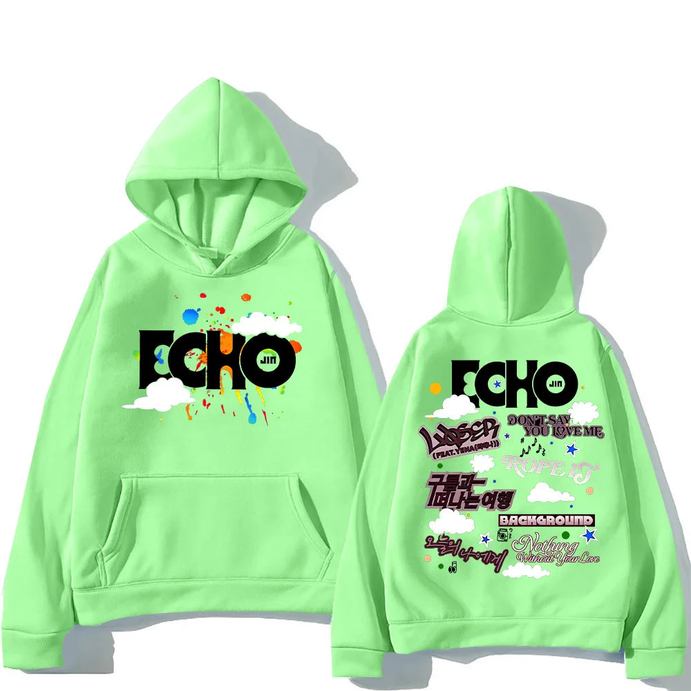 Jin Echo Hoodies Unisex Autumn Winter Casual Vintage Streetwear Sweatshirts Fashion Women New Album Tour Pullover Jin Fans Gifts.