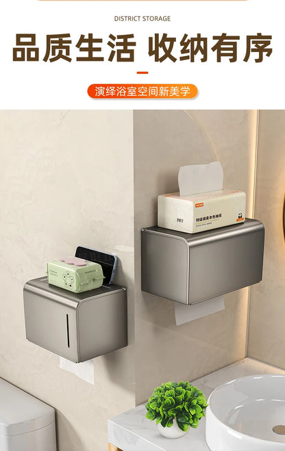 Wasserdichte Toilettenpapierbox zur Wandmontage, perforierte Rollenpapier-Schublade, Handtuch, Schublade, Aufbewahrungsregal, Organizer, Badezimmer