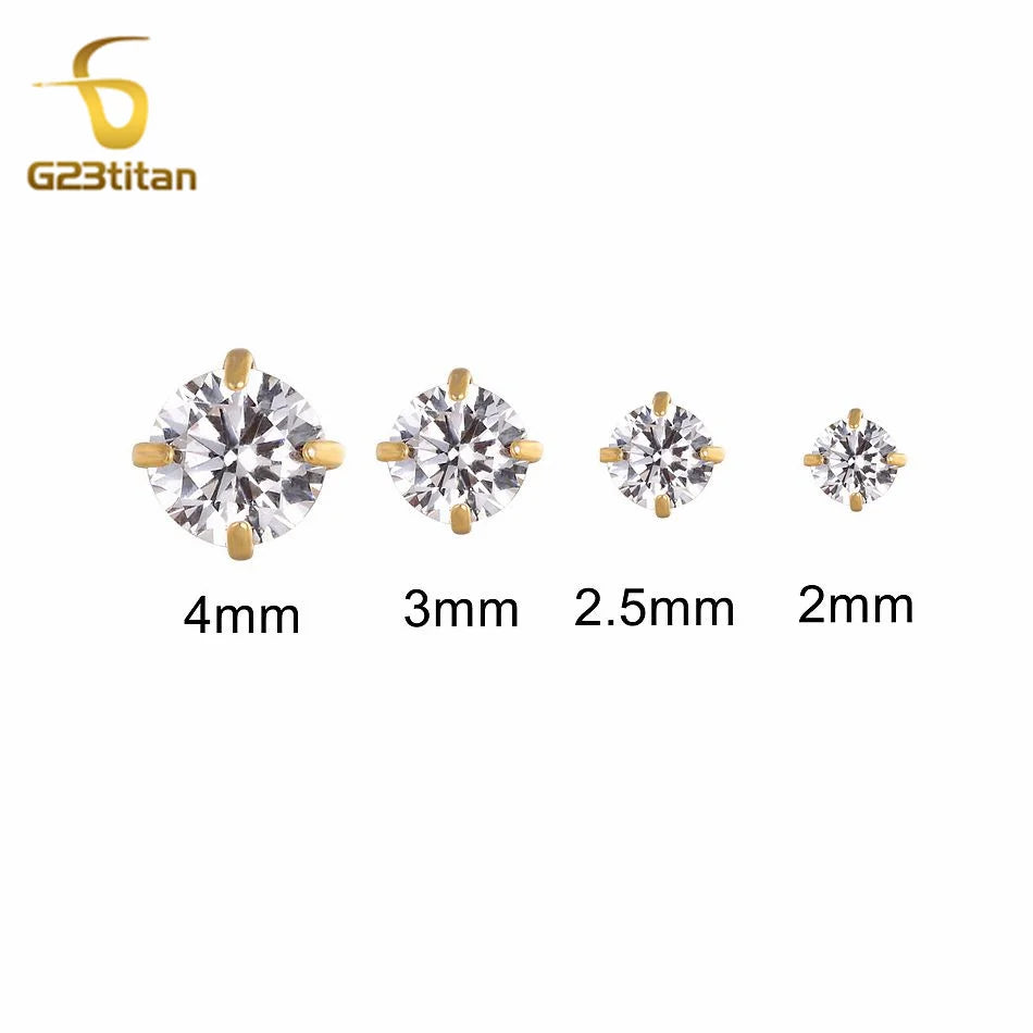16G 18G Titanium Labret Stud Lip Ring Ear Helix Conch Trage Earring 2-4mm Zircon 0.9mm Internally Threaded Body Piercing Jewelry.