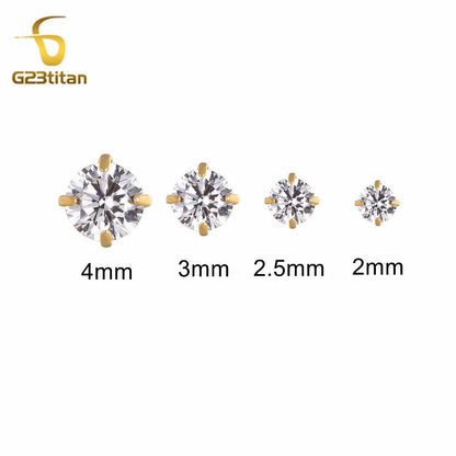 16G 18G Titanium Labret Stud Lip Ring Ear Helix Conch Trage Earring 2-4mm Zircon 0.9mm Internally Threaded Body Piercing Jewelry.