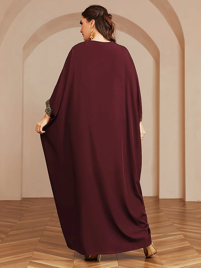 Wow! Langarm-Abaya in Übergröße mit Goldfolie – atemberaubendes arabisches Kleid, steigern Sie Ihren Stil für jede Veranstaltung!