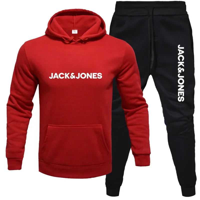 Men's autumn/Winter 2025 hoodie set, fashionable wool hoodie + sweatpants set for sportswear, casual running sportswear set.