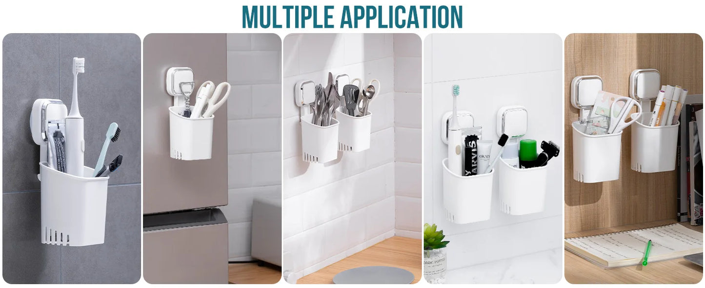 TAILI Zahnbürstenhalter mit Saugnapf für die Dusche, bohrfrei, abnehmbare Zahnpasta, selbstentleerender Rasiererhalter, Organizer für Badezimmer