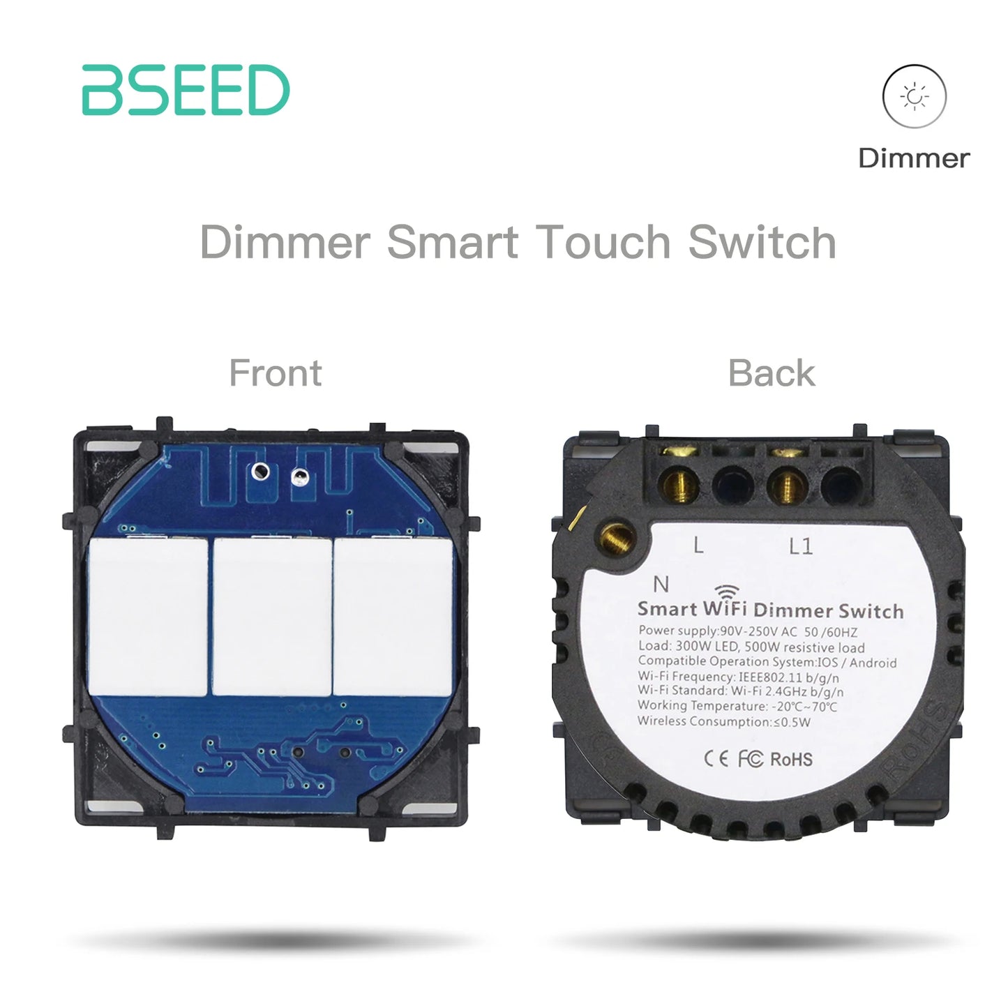 BSEED Smart Touch Schalter Funktion Schlüssel 1/2/3Gang 1/2/3Way WIFI Licht Schalter Basis DIY Teile Smart App Steuerung Neutral Erforderlich.