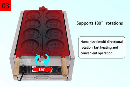 XEOLEO Commerical 4PCS Korean Coin Waffle Maker 3000W Non-stick Coating Gold Coin Bread Waffle Making Maker Electric/Gas.