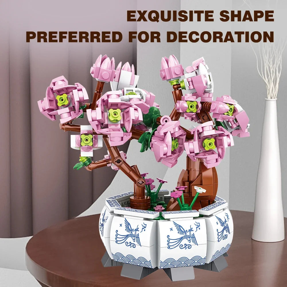 Small Bricks Flower Tree Building Block Kit DIY Home decoration Potted Plant Flower Botanical Construction Toy Girl Gift.