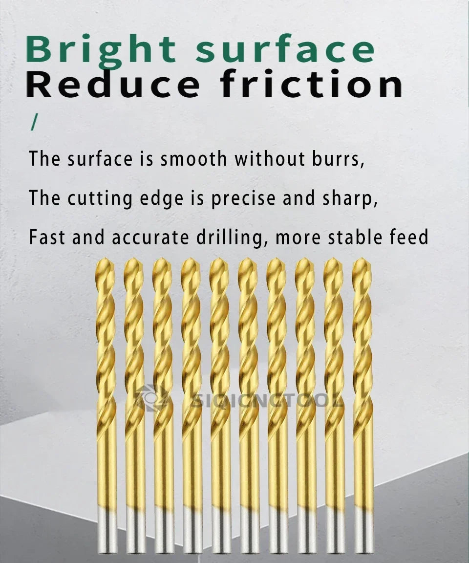 LOCO 50 Stück Titanbeschichtete Bohrer HSS Schnellarbeitsstahl-Set Werkzeug Hochwertige Elektrowerkzeuge 1/1,5/2/2,5/3 mm