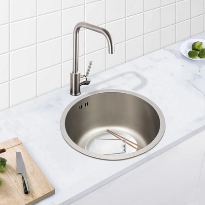 41 cm kreisförmige, vertiefte und vergrößerte Küchenspüle aus Edelstahl 304 mit einer Schüssel
