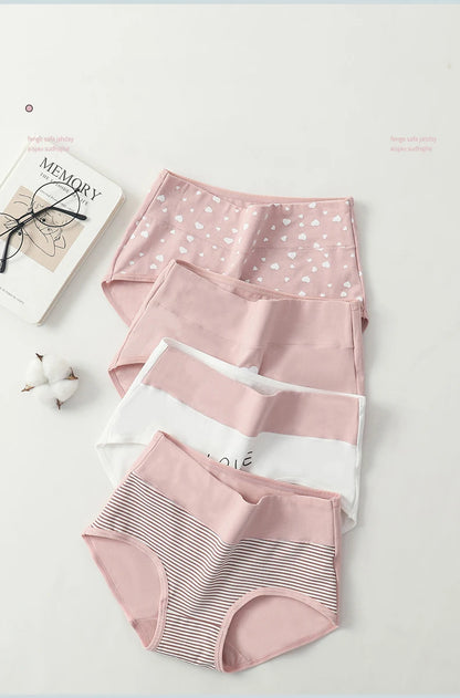 4Pcs Plus Size M-5XL Panties Women Cotton High Waist Slimming Underwear Seamless Girls Briefs Sexy Female Breathable Lingerie.