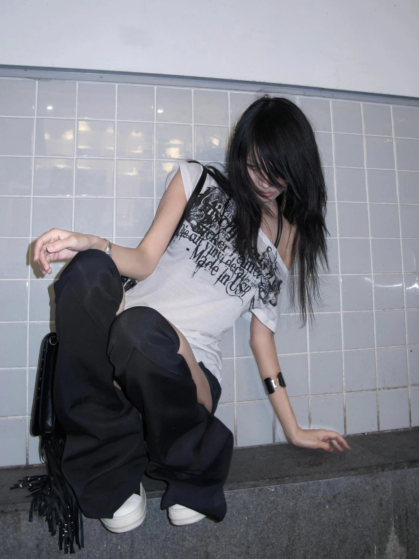 Karrram Japanese Y2k Letter Print T-shirt Trashy 2000s Style Tattoo T Shirt Vintage Harajuku Short Sleeve Sheer Tops Grunge Goth.