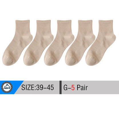5/10 Pair Men's  Cotton Socks High Quality Breathable Mesh Socks Durable Solid Color Casual Socks Fashion Dress Socks Man