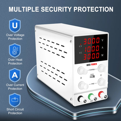 DC Lab Power Supply 30V 10A Adjustable Power Source For Phone Repair 24V 48V 72V Switching Power Supply Battery Fast Charging.