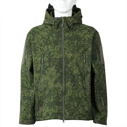 Mens Winter Outdoor Oversized Softshell Jackets Waterproof Zipper Hunting Clothes Fleece Lining Windbreaker Tactical Pocket Coat.