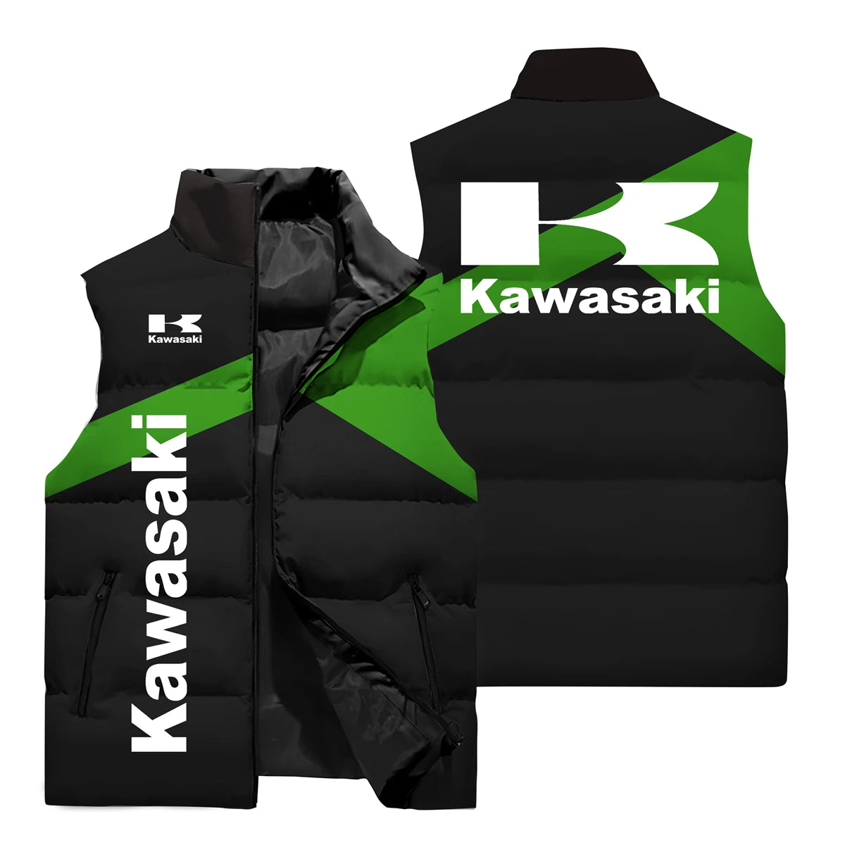 Kawasaki Sleeveless Jacket, Kawasaki Men's 3D Printed Fashion Jacket, Outdoor Sports Leisure Cycling Clothing.