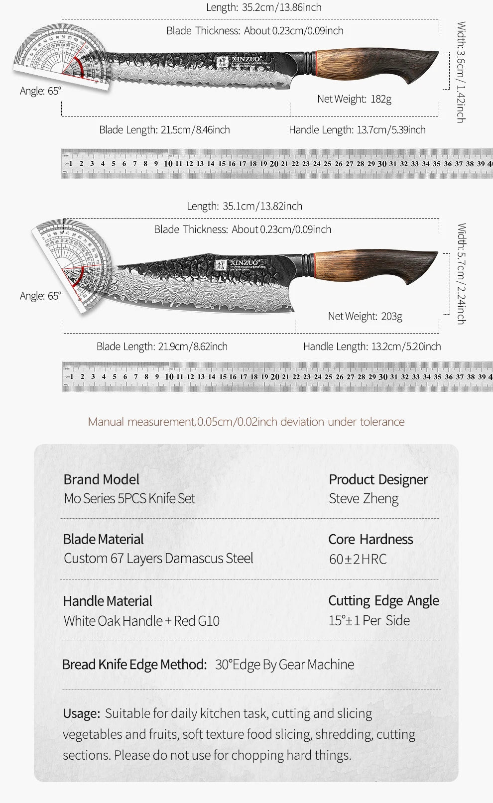 XINZUO 1-5PCS Damascus Steel Kitchen Knife 10Cr15CoMov Steel Core Chopping Vegetables And Fruits Household Kitchen Knife.