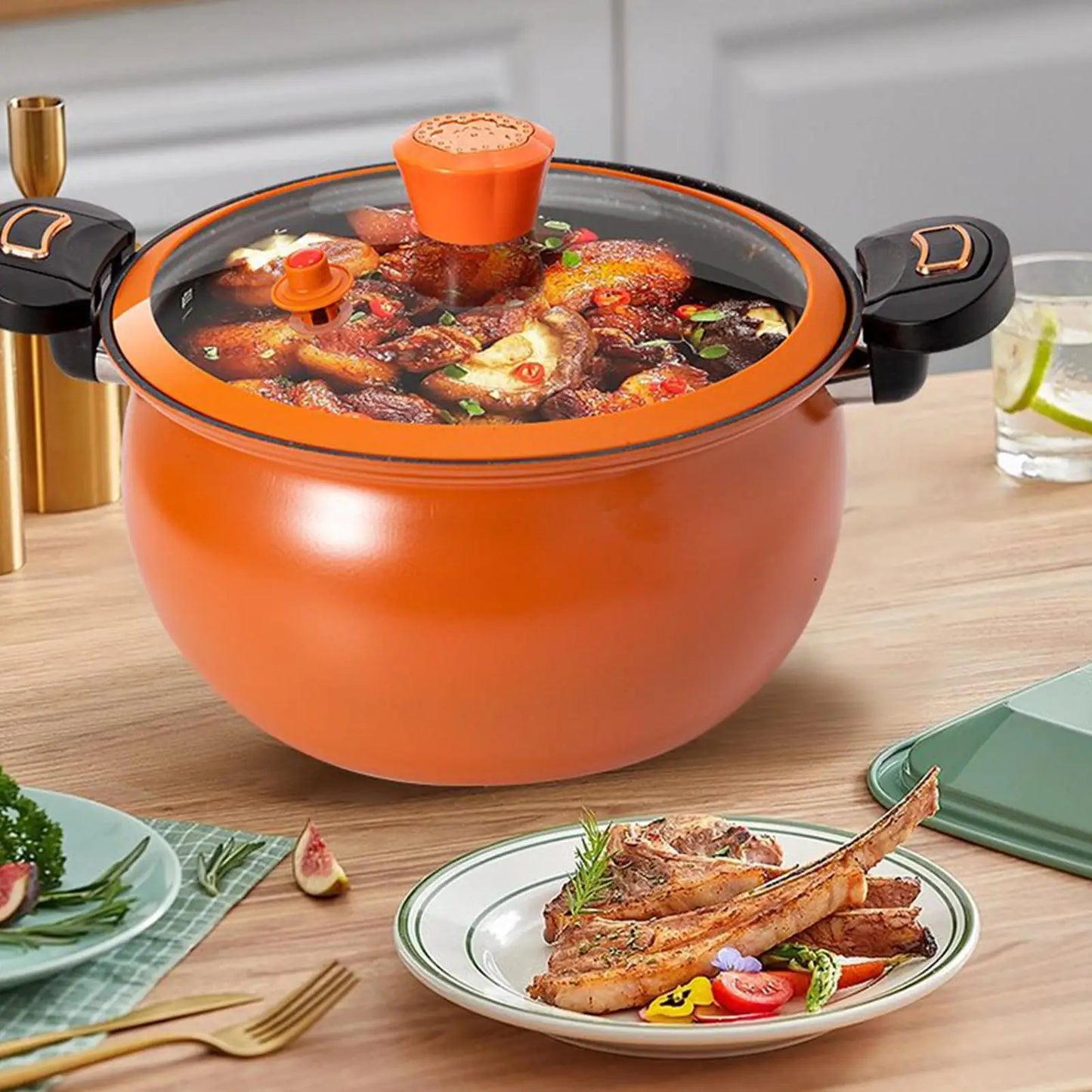 Pressure Pot Fast Cooking Cookware Non-Stick Pressure Cooker With Clear Lid For Boil Food Soup Stew Home Induction Stoves.