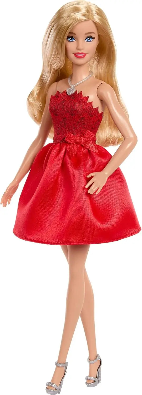 Original Barbie Dolls 80th Anniversary Red Celebration Blonde Fashionistas Blue Bow Dress Shoes Necklace Girls Toys Accessories.