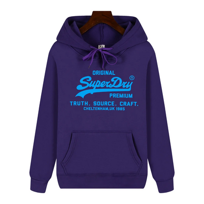 SUPERDRY Brand Men's Autumn and Winter Fashion Casual Hooded Sweatshirt Street Hip-hop Retro Sweatshirt Sports Men's Hoodie.