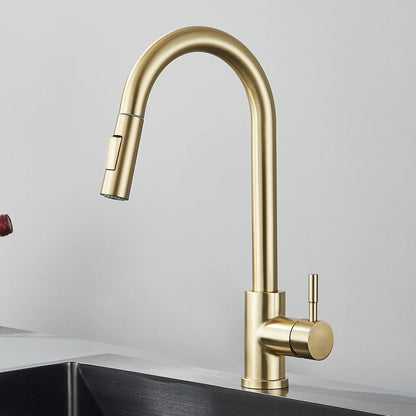 Black Pull Out Kitchen Faucet Deck Mounted Flexible Hot And Cold Water Kitchen Sink Mixer Tap With Stream Shower Modes Nozzle