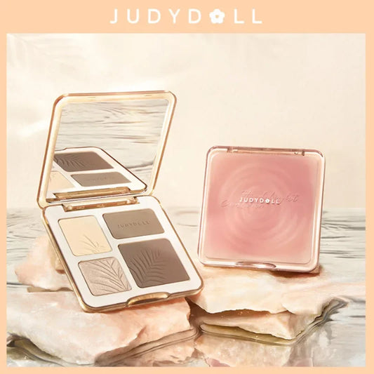 Judydoll Highlighter Contour Bronzer Palette Nude Makeup Natural Facial 3D Nose Shadow Long-Lasting Waterproof Cosmetics Makeup.